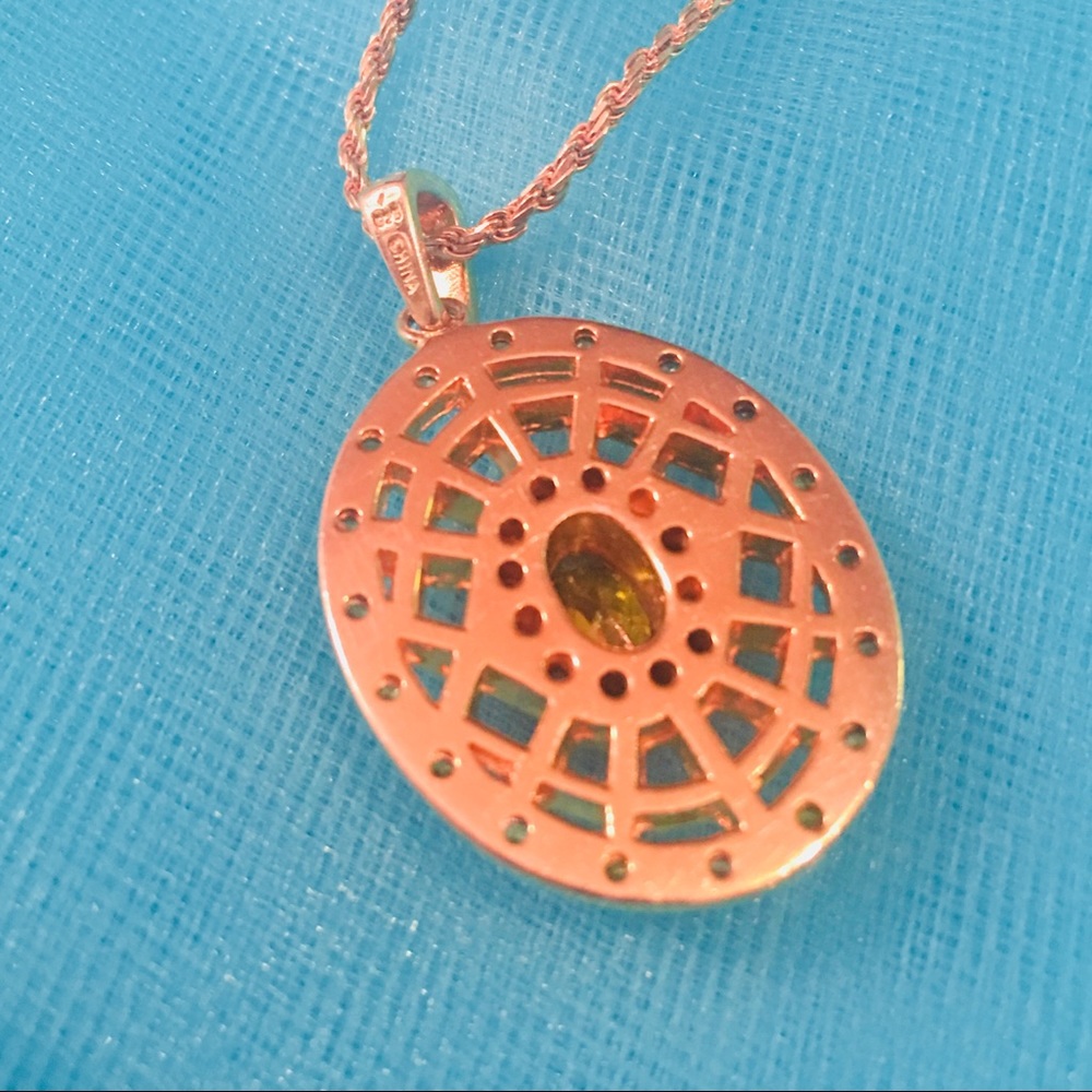 New Gold Necklace With Natural Chrysoprase Gem - Picture 4 of 8
